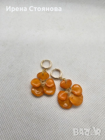 Мини обечки с естествен цвят на мини градинска теменужка. , снимка 8 - Обеци - 53737924