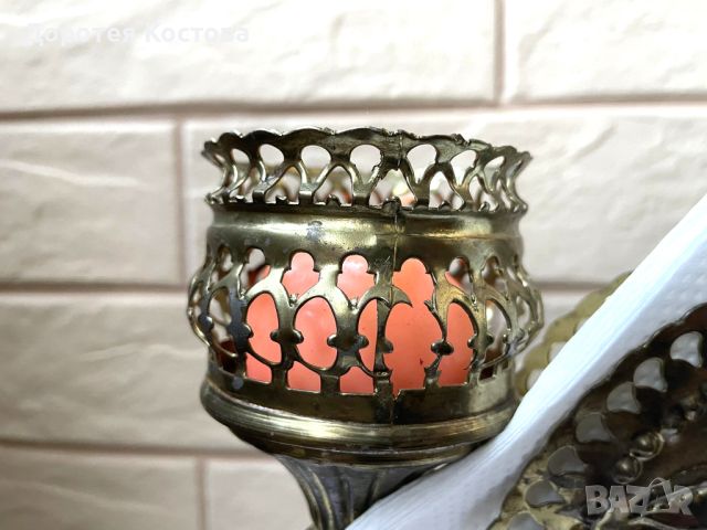 Красив метален салфетник + свещник с рози, снимка 3 - Антикварни и старинни предмети - 46087964