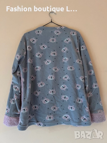 Поларена мека блуза с меченце и надпис dream everyday в розово сив цвят M / L размер 🩶, снимка 3 - Блузи с дълъг ръкав и пуловери - 52167207