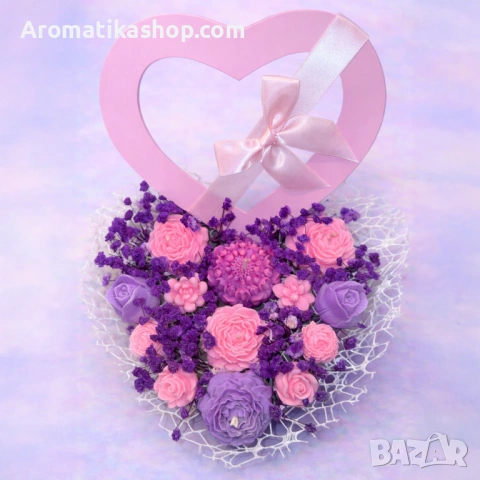 "Лавандулово сърце" – Ароматен соев букет