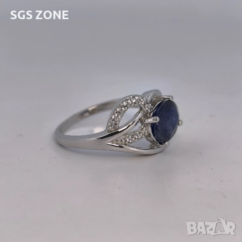 СРЕБЪРЕН ПРЪСТЕН СЪС СИН САПФИР, РУБИН, ИЗУМРАД И ТАЙЛАНД, снимка 8 - Пръстени - 52316434