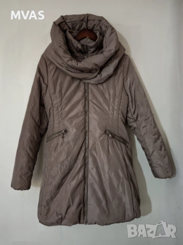 Зимно дамско яке палто кафяво бежово M размер