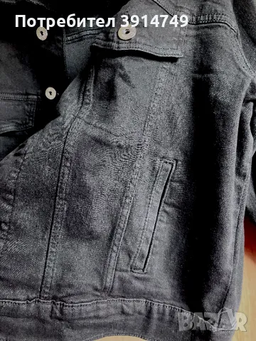 НОВО дънково яке, черно, кройка тип риза, 4 джоба, много леко и удобно, 99% памук, снимка 5 - Якета - 50411165