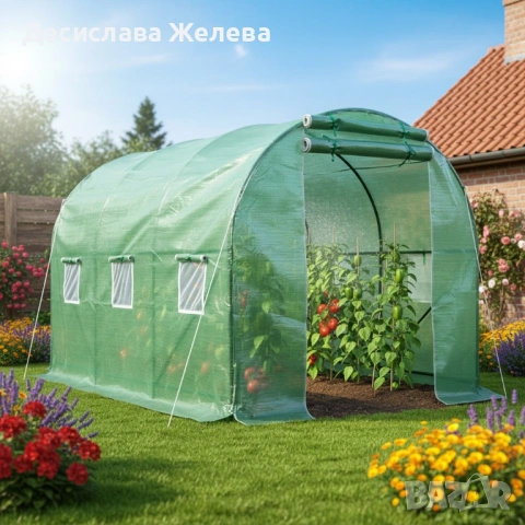 Резервно покривало за оранжерия 3x2x2м – Армирано UV , с цип и прозорци (без рамка), снимка 3 - Градинска техника - 53396686