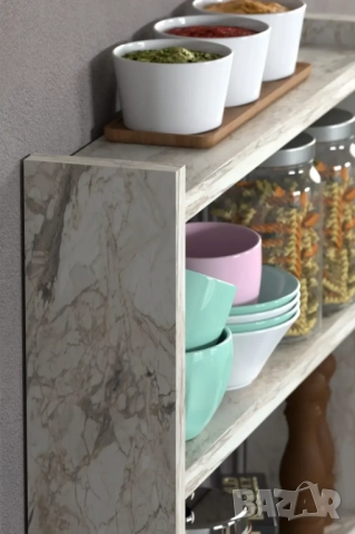 Кухненски рафт за плот – дървена етажерка за кухня на 3 нива - 5 цвята, снимка 8 - Етажерки - 52305817