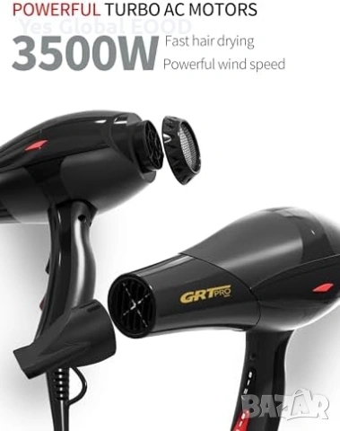 Професионален сешоар 3500W йонен с дифузер, снимка 2 - Сешоари - 53508767