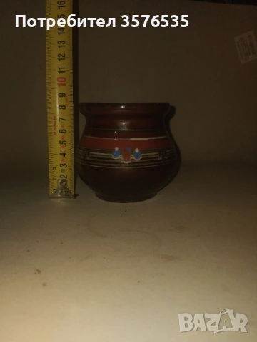Лот 2 броя керамични саксии + 1 вазичка – битов стил (със забележка), снимка 12 - Саксии и кашпи - 53670986
