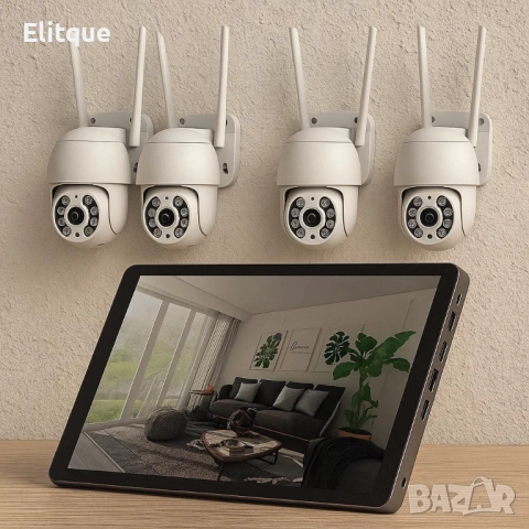 Безжичен WiFi комплект с 4 камери 4К Ultra HD+DVR за видеонаблюдение