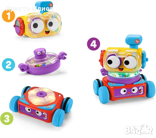 Интерактивен робот FISHER PRICE 4 в 1 Музикална играчка Обучаващ бот, снимка 4 - Образователни игри - 49644150