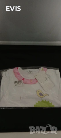 Детска блуза с дълъг ръкав „Птиче и цветя“ – Нова с етикет, снимка 5 - Бебешки блузки - 53769420