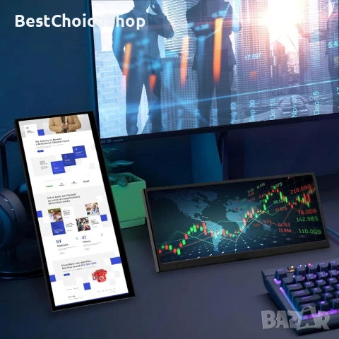 12.3-инчов тъч монитор с HDMI за лаптоп, вторичен дисплей – Портативен LCD, снимка 8 - Монитори - 53367013