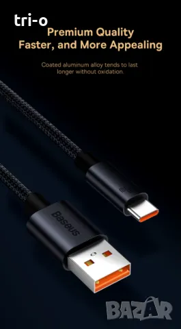 Baseus 100W USB Type C Кабел за бързо зареждане и трансфер на данни, снимка 9 - USB кабели - 48177805