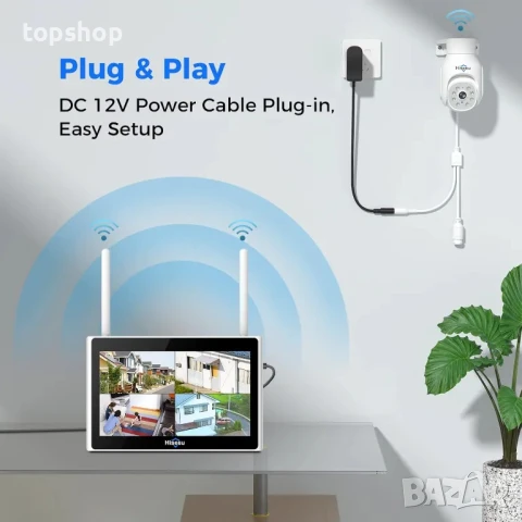 Нова, тествана система за видеонаблюдение Hiseeu 4бр. 5MP PTZ камери, 10'' монитор, 10CH NVR с 1TB.., снимка 4 - Комплекти за видеонаблюдение - 50502572