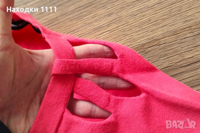 Оригинален пуловер KAREN MILLEN вискоза коралов цвят, р-р XS-S, перфектен, снимка 4 - Блузи с дълъг ръкав и пуловери - 52850421