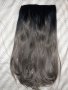 Гъста треса черно- сиво омбре 55 см, снимка 1 - Аксесоари за коса - 45372109