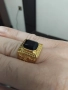 Мъжки пръстен неръждаема стомана масивен позлатен, снимка 2