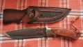 Ловен нож дамаска стомана сърцевина VG10 кожена кания, снимка 2