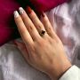 Дамски пръстен от неръждаема стомана с красив черен камък, снимка 1 - Пръстени - 45454476