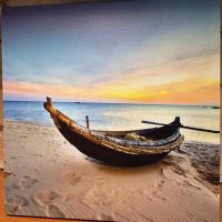 картина пано Лодка на плажа, снимка 3 - Картини - 45770200
