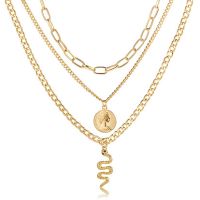 Дамска трислойна огърлица с монета и змия с висулка с креативен дизайн, снимка 5 - Колиета, медальони, синджири - 45361489