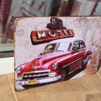 Метална табела кола ретро модел стара Мотел американска Куба кубинска, снимка 2 - Декорация за дома - 45408359