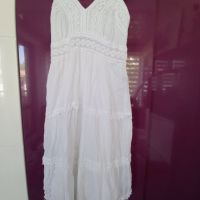 Бяла лятна рокля с презрамки от M до Xl, , снимка 2 - Рокли - 45887140