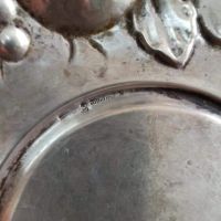 Стара сребърна чиния ,ръчна изработка ,проба 800 Lavоrato a mano-Ръчна изработка-236 грама, снимка 5 - Колекции - 45416995