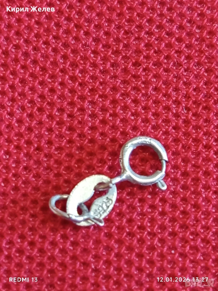 Сребърна закопчалка тип карабинер проба 925 за колие 53046, снимка 1