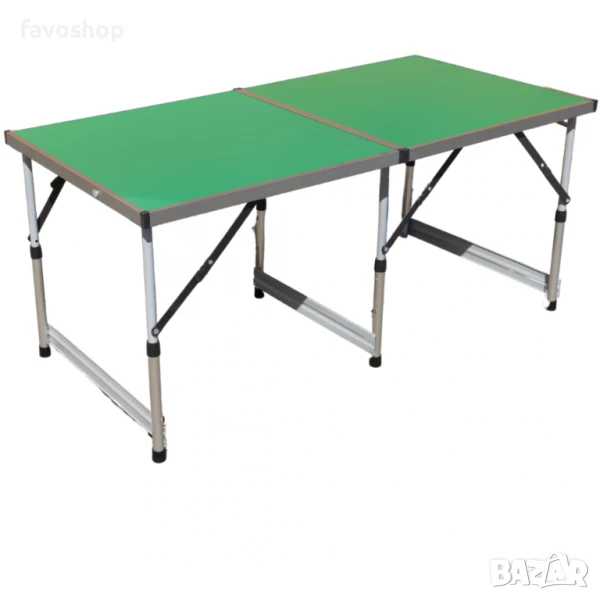 Водоустойчива сгъваема маса с регулируема височина и зелен PVC плот, снимка 1
