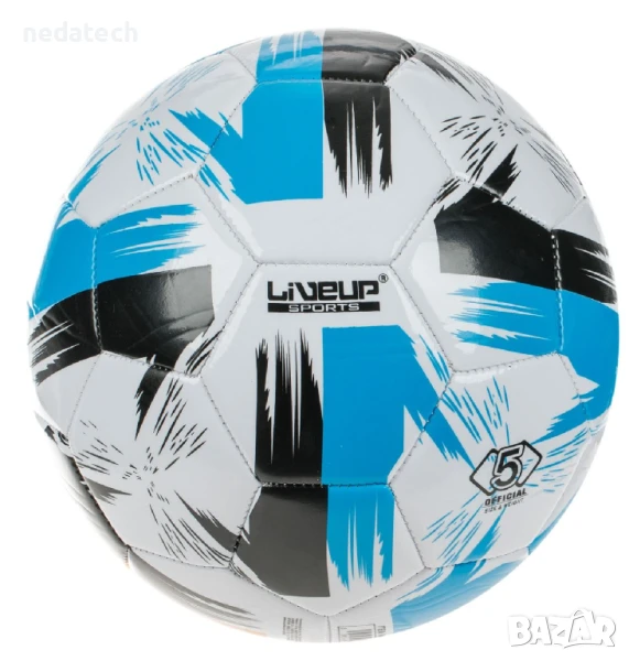 Футболна топка, Черен - Син, 21,6~22,6 см., снимка 1