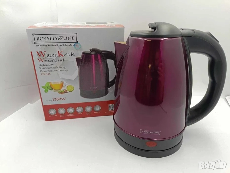 Електрическа кана Royalty Line RL-SSK1.7L, 1500W, 1.7л, Автоматично изключване, Защита от прегряване, снимка 1