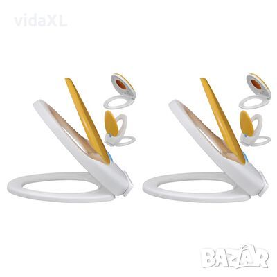 vidaXL Тоалетни седалки с плавно затваряне 2 бр пластмаса бяло и жълто(SKU:275931, снимка 1