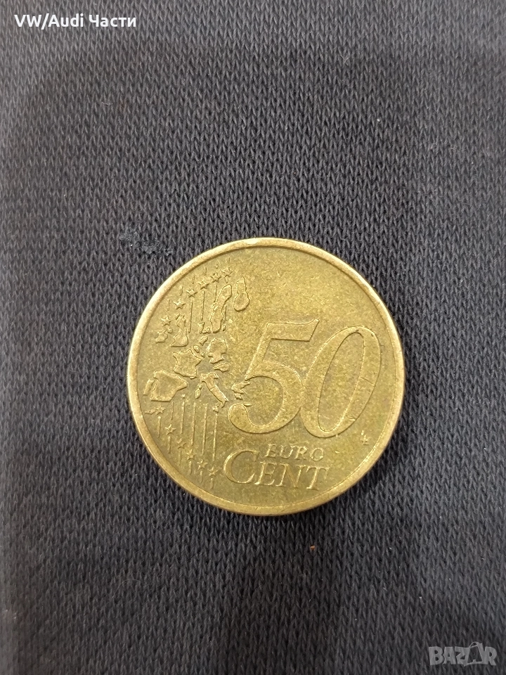 Монета 50 евро цента Австрия 2002г. Виена 50 Euro Cent Austria Vienna, снимка 1