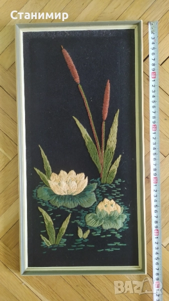 Картини с бродирани цветя -6 бр. комплект, снимка 1