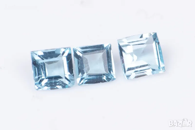 3 броя син топаз 0.45ct 3mm каре шлифовка #4, снимка 1