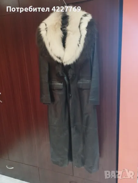 Дамско кожено палто с лисица, снимка 1