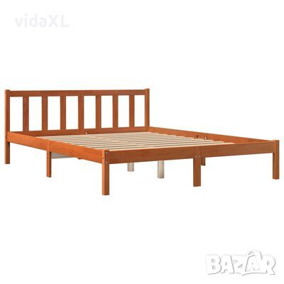 vidaXL Рамка за легло, восъчнокафяв, 160x200 см, борово дърво масив（SKU:844816, снимка 1