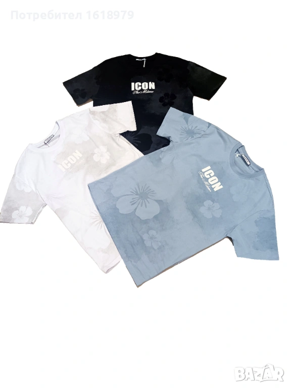 Мъжка тениска код 12 - бяла, черна  и синя, снимка 1
