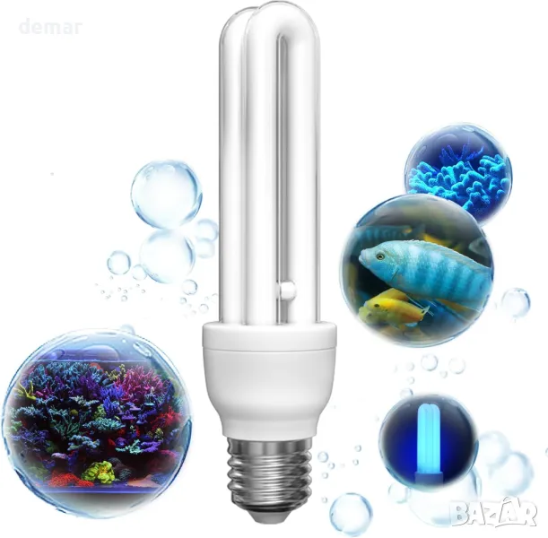 E27 10W LED крушка за аквариум, 48, 64 и 120 литра, идеална за осветление след залез слънце, снимка 1