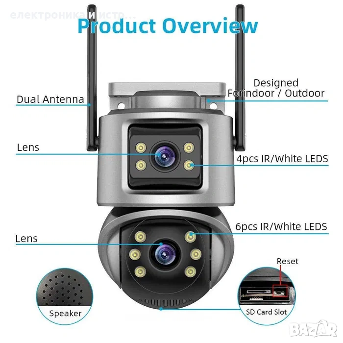 Безжична двойна камера за наблюдение 8MP , снимка 1