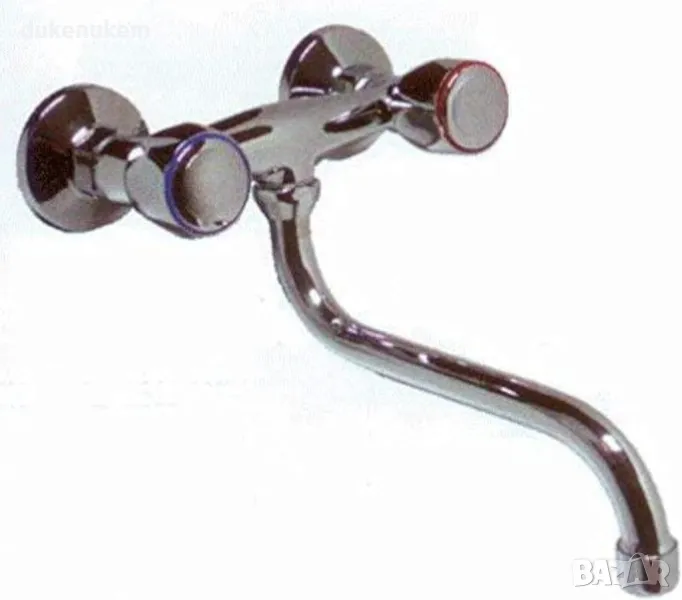 НОВ! Стенен смесителен кран за мивка с чучур 11 см, смесител, снимка 1