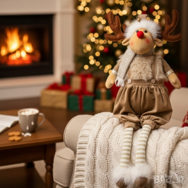 Коледно еленче с опъващи се крачета – 80 см, в три цвята, уютна зимна декорация, снимка 1