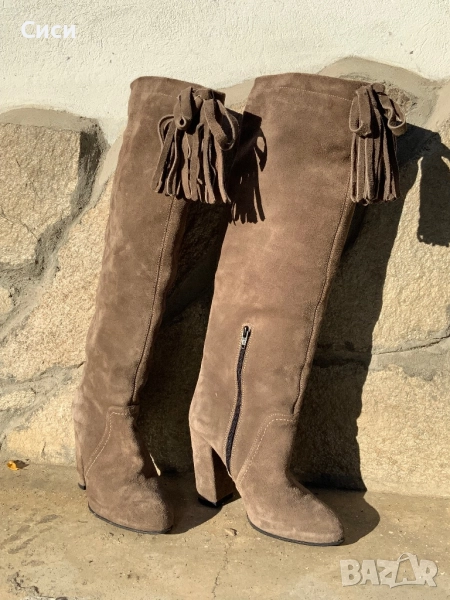 Дамски ботуши DARIS,естествен велур, снимка 1