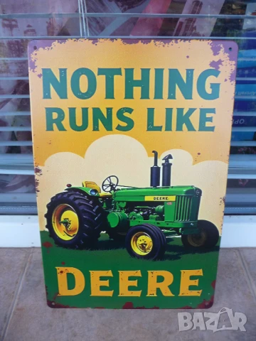 Метална табела Трактор John Deere Нищо не раоботи като тях оране нива земеделие замеделец