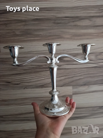 Масивен сребърен английски свещник, снимка 2 - Декорация за дома - 51949274