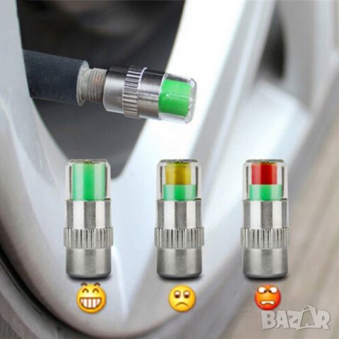 Универсални сензори за отчитане на налягането в автомобилните гуми 4бр. комплект, снимка 7 - Аксесоари и консумативи - 45699707