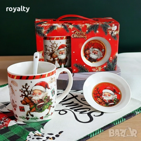 Премиум коледен подаръчен сет – керамична чаша с аксесоари, снимка 3 - Декорация за дома - 52651235
