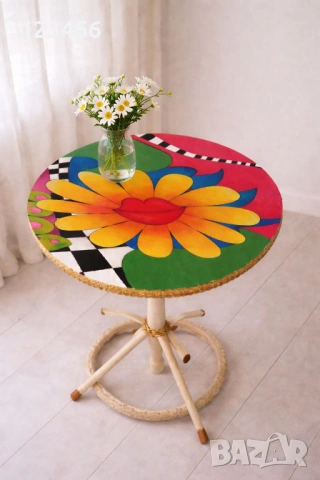 Ръчно изработен арт комплект – масичка + голям винтидж куфар, снимка 3 - Декорация за дома - 53199325