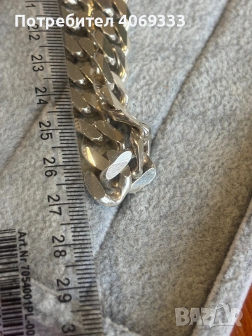 Сребърен ланец Панцер с Кръст , снимка 2 - Колиета, медальони, синджири - 53517388