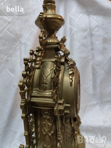 Масивен немски брoнзов  настолен часовник Рококо стил (West Germany), снимка 7 - Антикварни и старинни предмети - 53220725